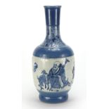 Chinese blue and white porcelain vase hand painted with figures, flowers and bats, six figure