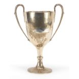 Sailing interest Edwardian silver trophy with twin handles, engraved Swansea Bay Sailing Club