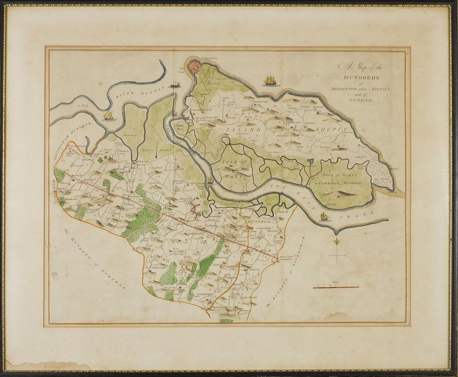 Three antique hand coloured maps comprising a map of the Hundred of Middleton alias Milton and of - Image 17 of 24
