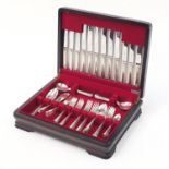 Flexfit mahogany six place canteen of Sheffield silver plated cutlery, 40cm wide : For Further