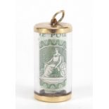 9ct gold mounted emergency one pound note charm, 2.5cm high, 3.4g : For Further Condition Reports