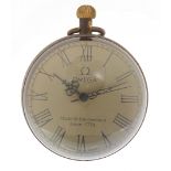Globular brass and glass desk clock, 6.5cm in diameter : For Further Condition Reports Please