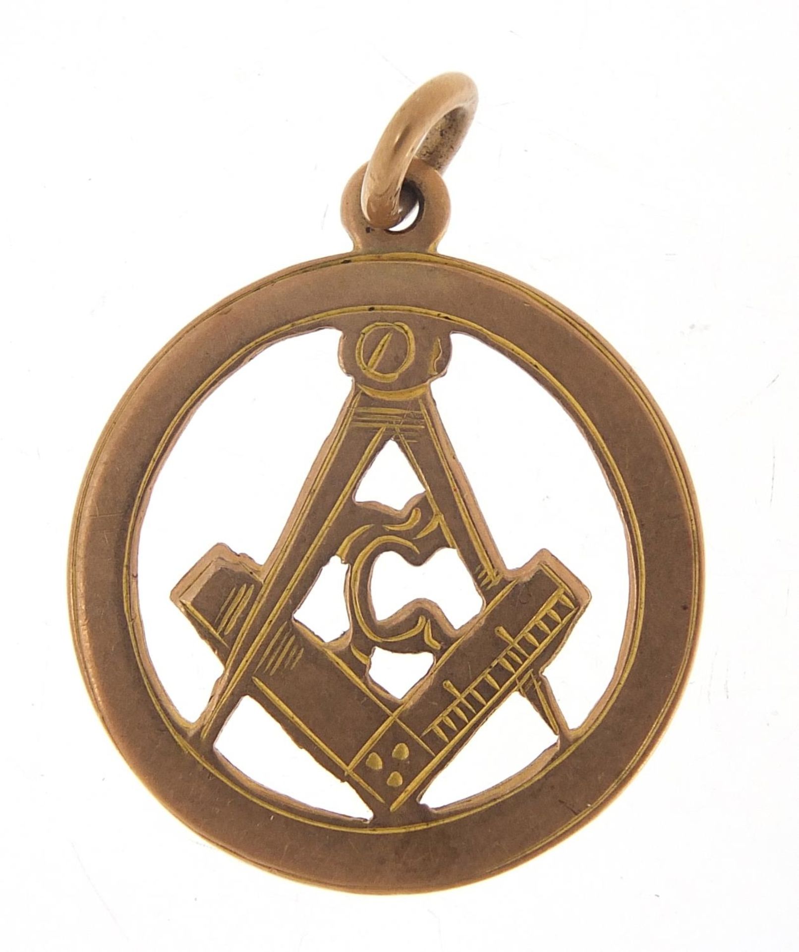 9ct gold masonic pendant, 2.5cm high, 3.7g : For Further Condition Reports Please Visit Our