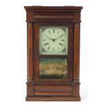 American Seth Thomas wall clock with painted glass door, 62cm high : For Further Condition Reports