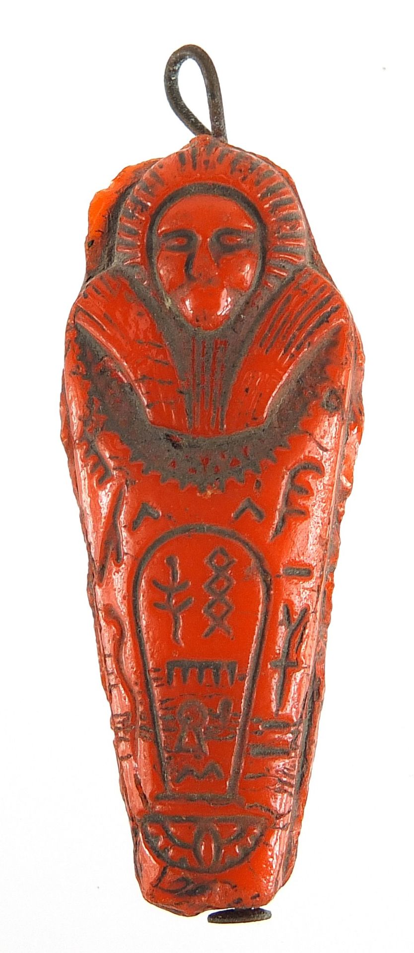 Egyptian ushabti pendant decorated with hieroglyphics, 3.5cm high - Image 2 of 6