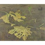 Leaves, Japanese school oil on canvas, indistinctly monogrammed, mounted and framed, 44cm x 36cm ex