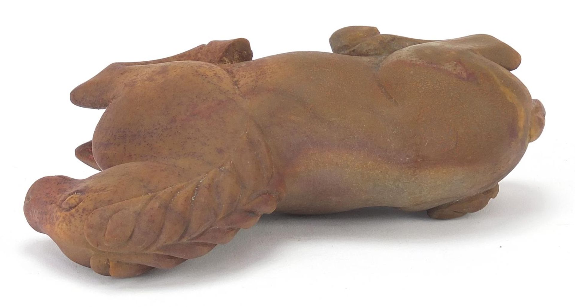 Chinese hardstone carving of a recumbent horse, possibly jade, 15.5cm in length - Image 6 of 7