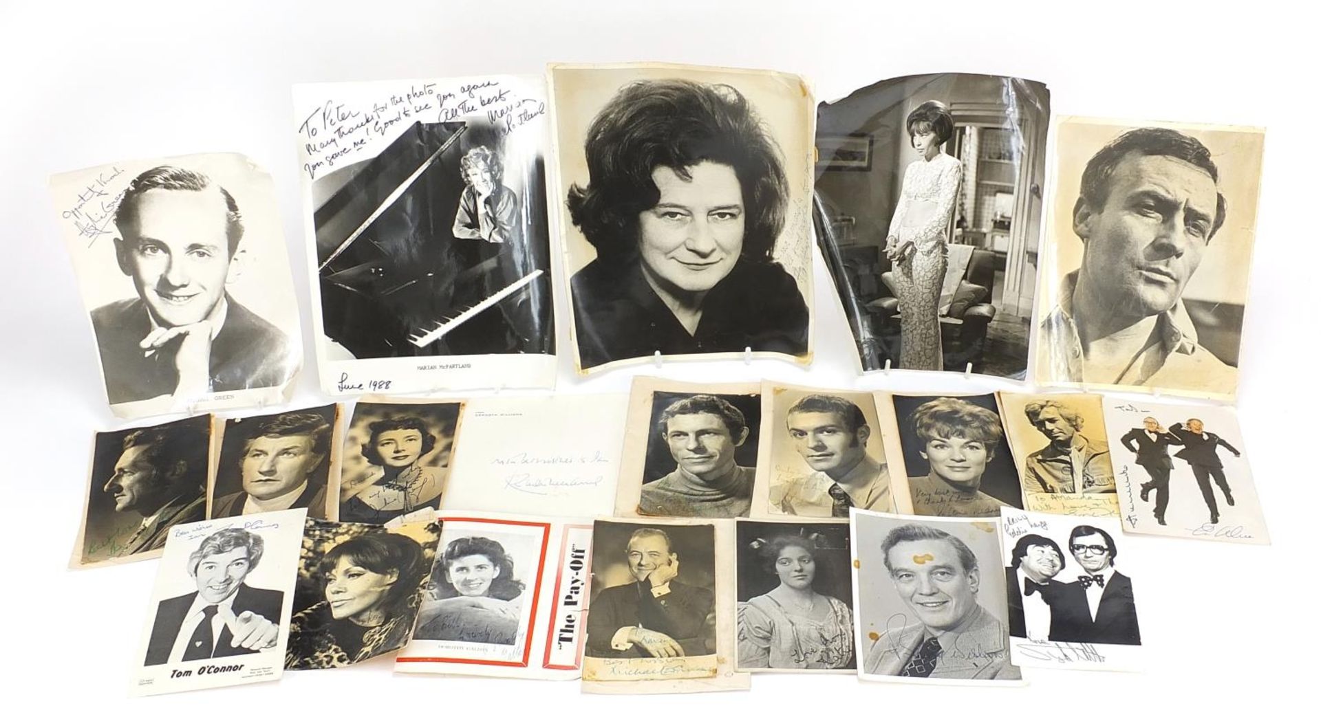 Autographs to include Little & Large, Morecombe & Wise, Hughie Green, Tom O'Connor, letter from