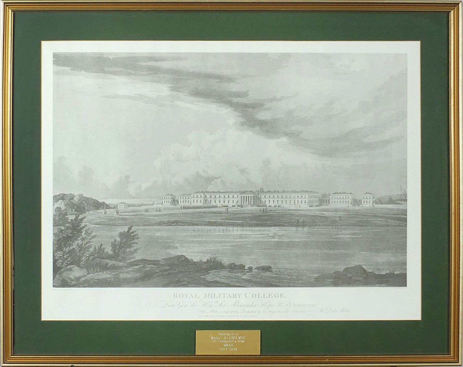 Royal Military College, 19th century print, applied plaque to the mount, mounted, framed and glazed, - Image 2 of 7