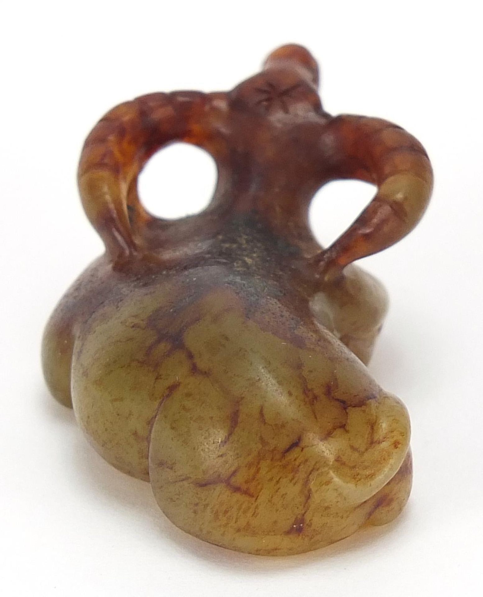 Chinese russet jade carving of a water buffalo, 5cm in length - Image 4 of 7
