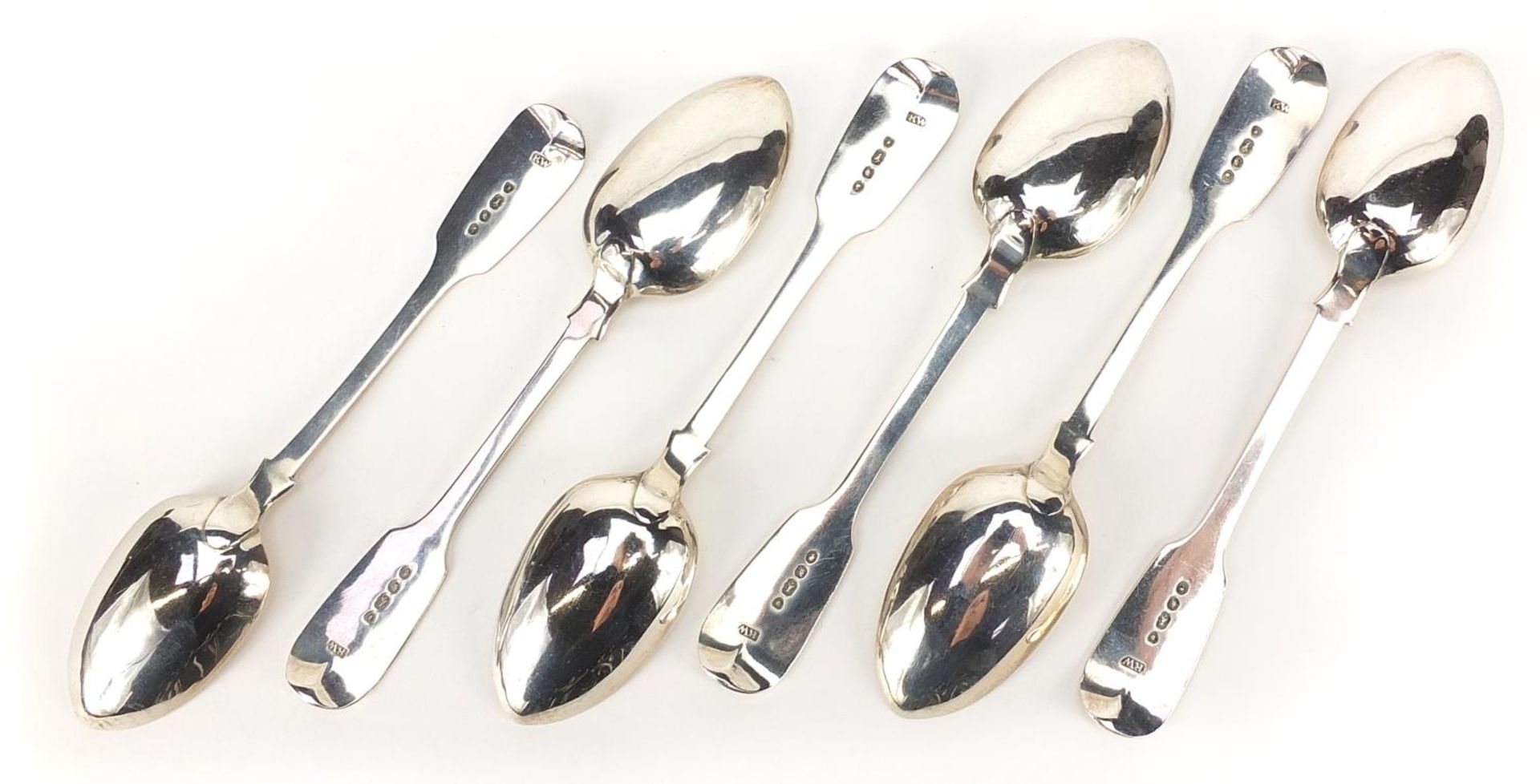 Robert Wallis, set of six Victorian silver teaspoons with fitted case, London 1843, 14cm in - Image 5 of 9