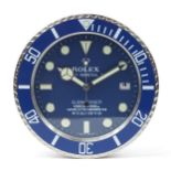 Rolex design dealers display wall clock, 34cm in diameter