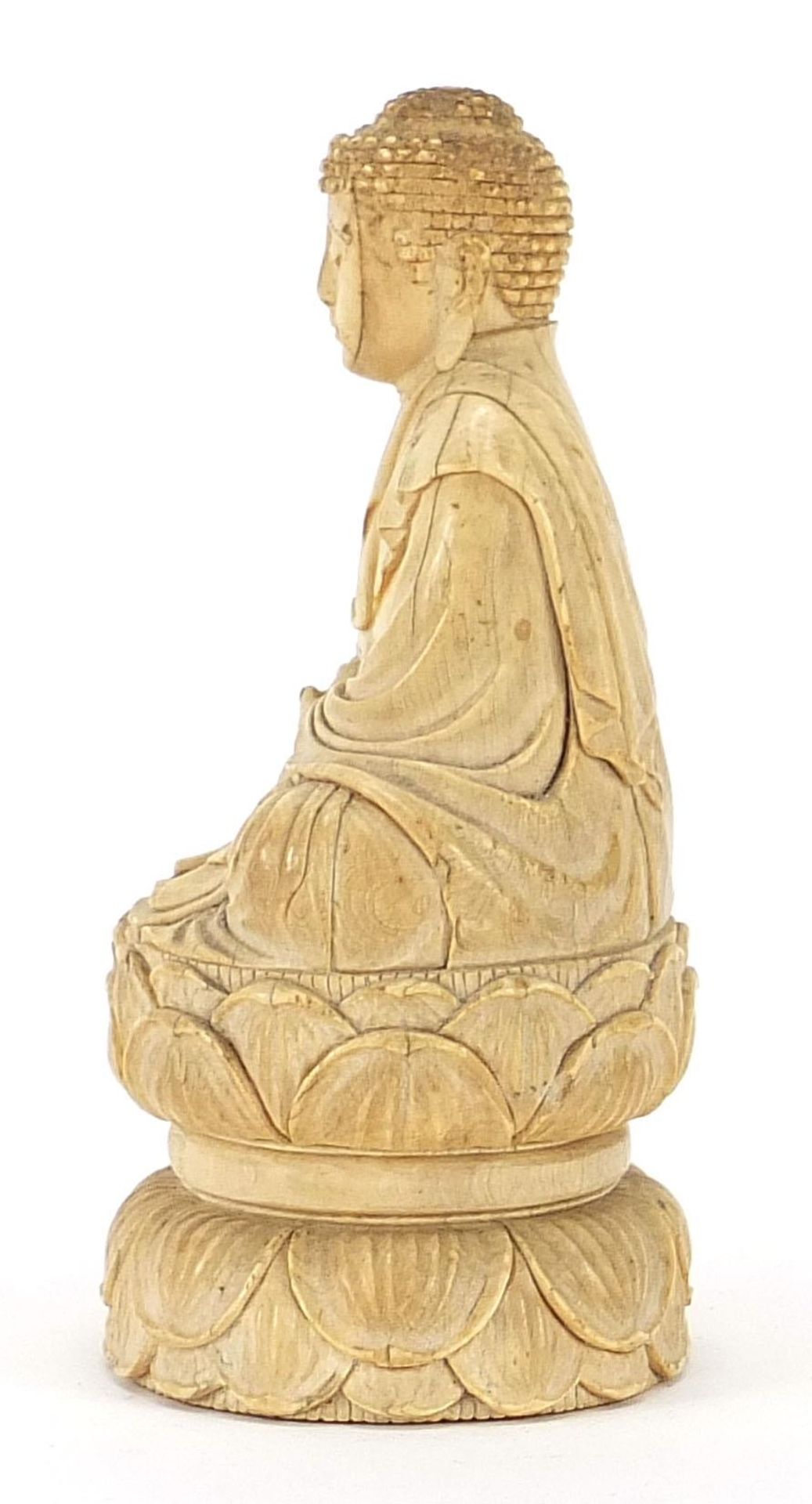 Chinese ivory carving of seated Buddha, character marks to the base, 11cm high - Image 3 of 7