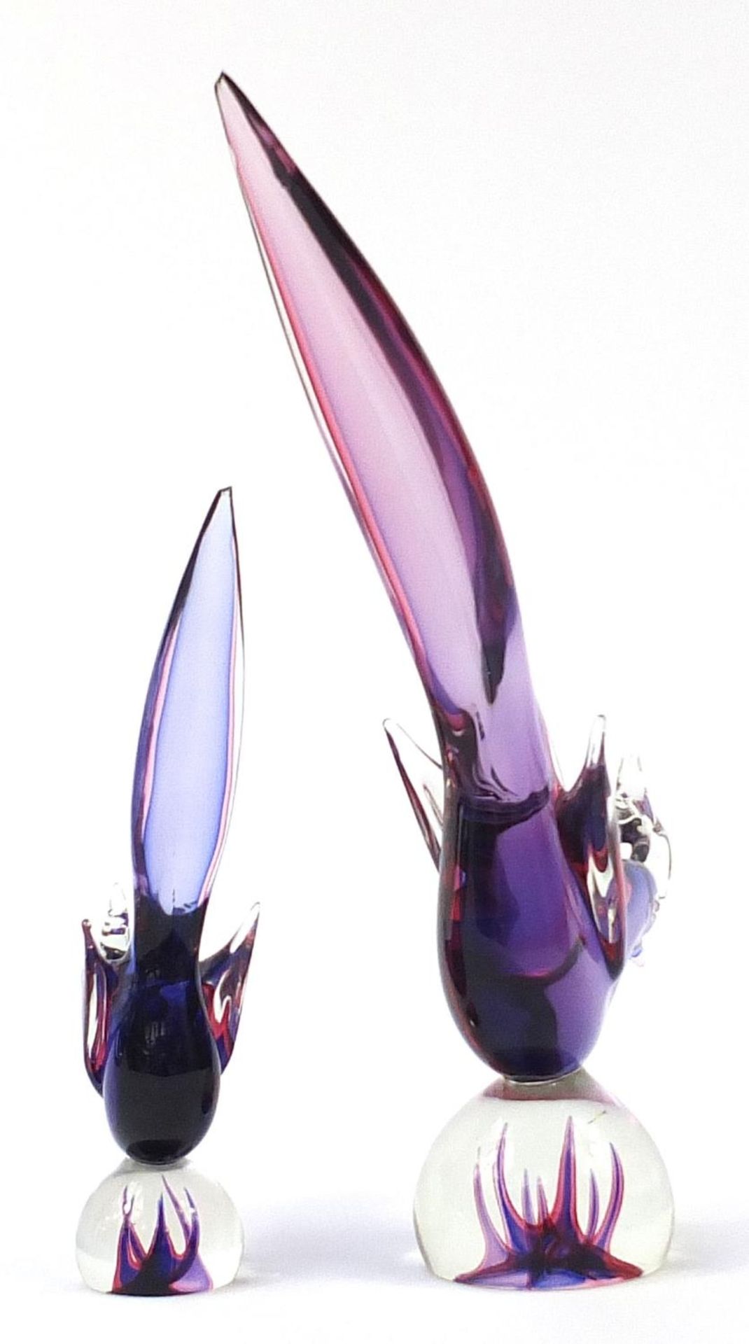 Two Murano style glass birds, the largest 47cm high - Image 2 of 3