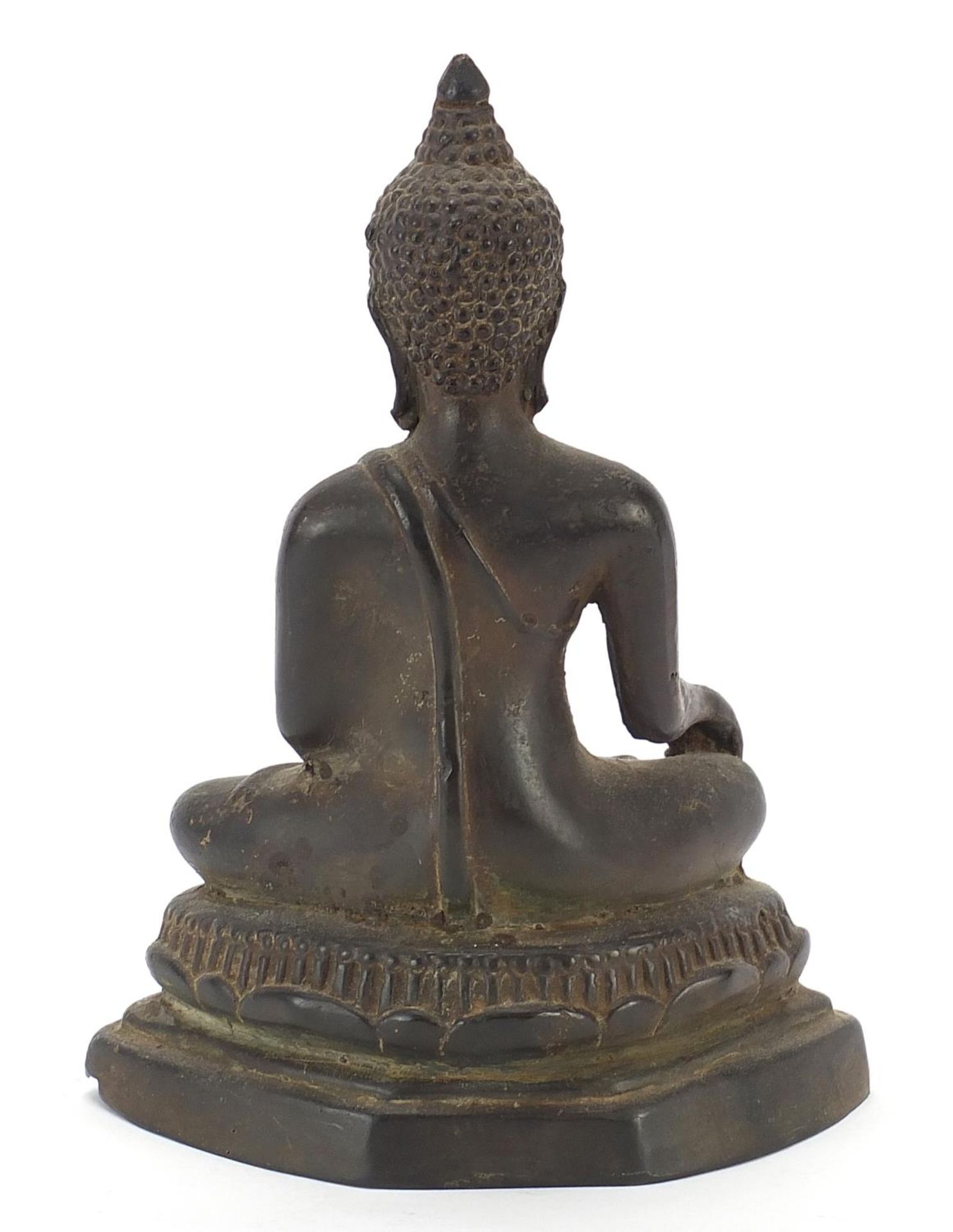 Burmese patinated bronze figure of seated Buddha, 20.5cm high - Image 4 of 7
