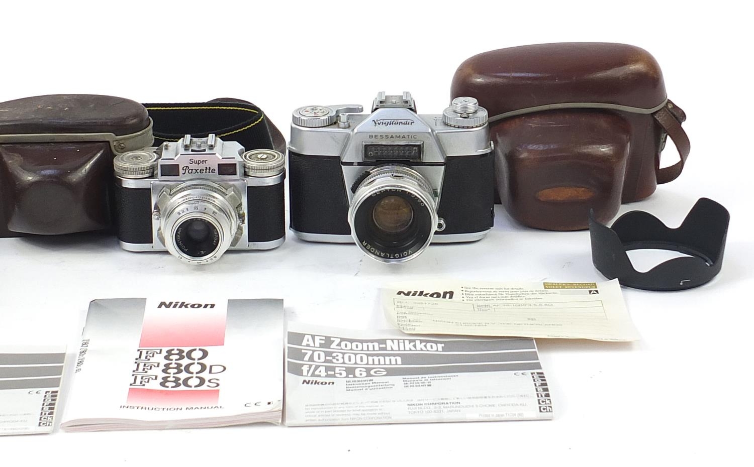 Cameras including Voigtlander Super pack set and Nikon with lenses - Image 3 of 8