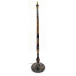 Chinese black lacquered chinoiserie standard lamp, 155cm high