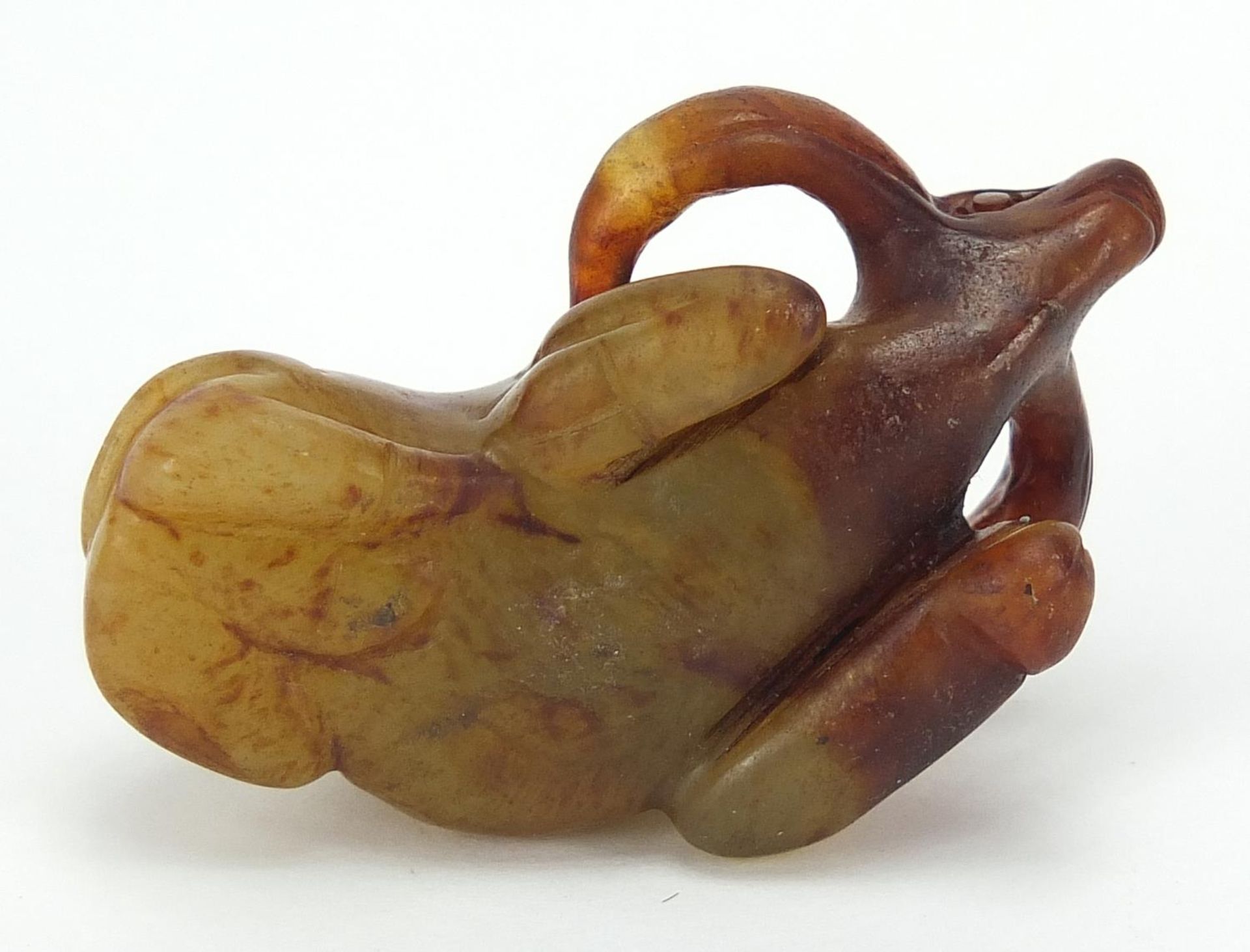 Chinese russet jade carving of a water buffalo, 5cm in length - Image 7 of 7