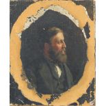 Portrait of a bearded gentleman, oil on board, monogrammed FME, unframed, 24cm x 19cm