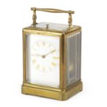 Dent of Paris, 19th century brass cased repeating carriage clock striking on a gong having an