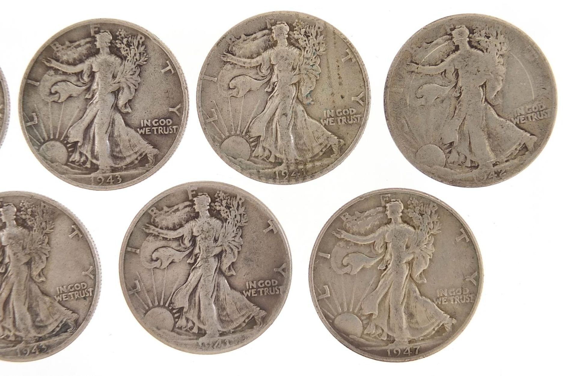 Nine 1940's United States of America Eagle half dollars, 111g - Image 3 of 6