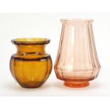 Two Continental facetted glass vases, 20.5cm high
