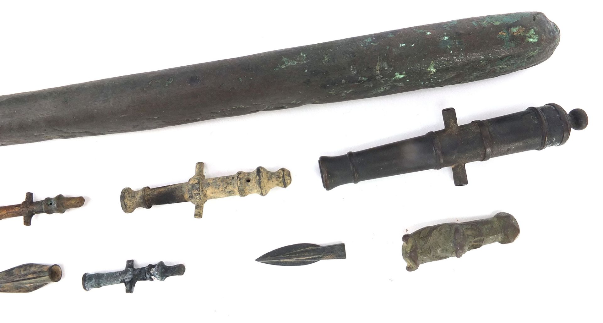 Metal antiquities including spear heads and cannon barrels, the largest 27cm in length - Image 3 of 6