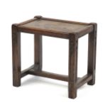 Antique carved wood stool, 46cm H x 50cm W x 34cm D