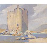 Castle Stalker, Appin, Argyll, Scottish oil on board, mounted and framed, 44.5cm x 34.5cm