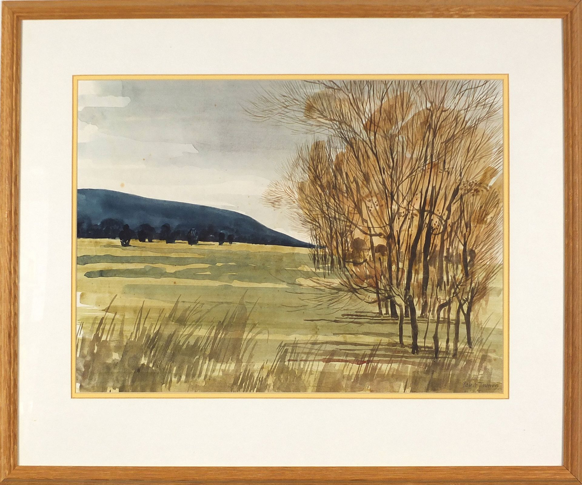 Robert Tavener - Rural landscape with trees, watercolour, mounted, framed and glazed, 45cm x 32. - Image 2 of 4