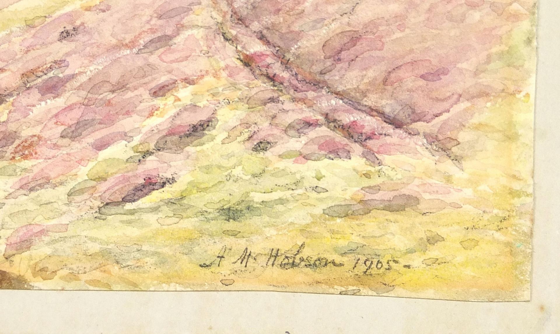 Alice Mary Hobson - Lark Coombe, Exmoor, early 20th watercolour, unframed, 39cm x 19cm - Image 3 of 5