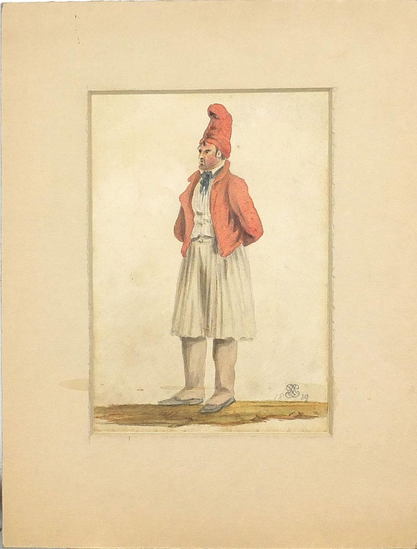 Monks and peasants, five early 19th century Italian watercolours, each indistinctly monogrammed, - Image 16 of 22