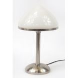 Italian Guzzini style table lamp with white shade and stainless steel base, 40cm high