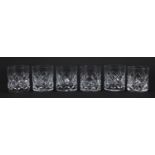 Six lead crystal whiskey tumblers, 8cm high
