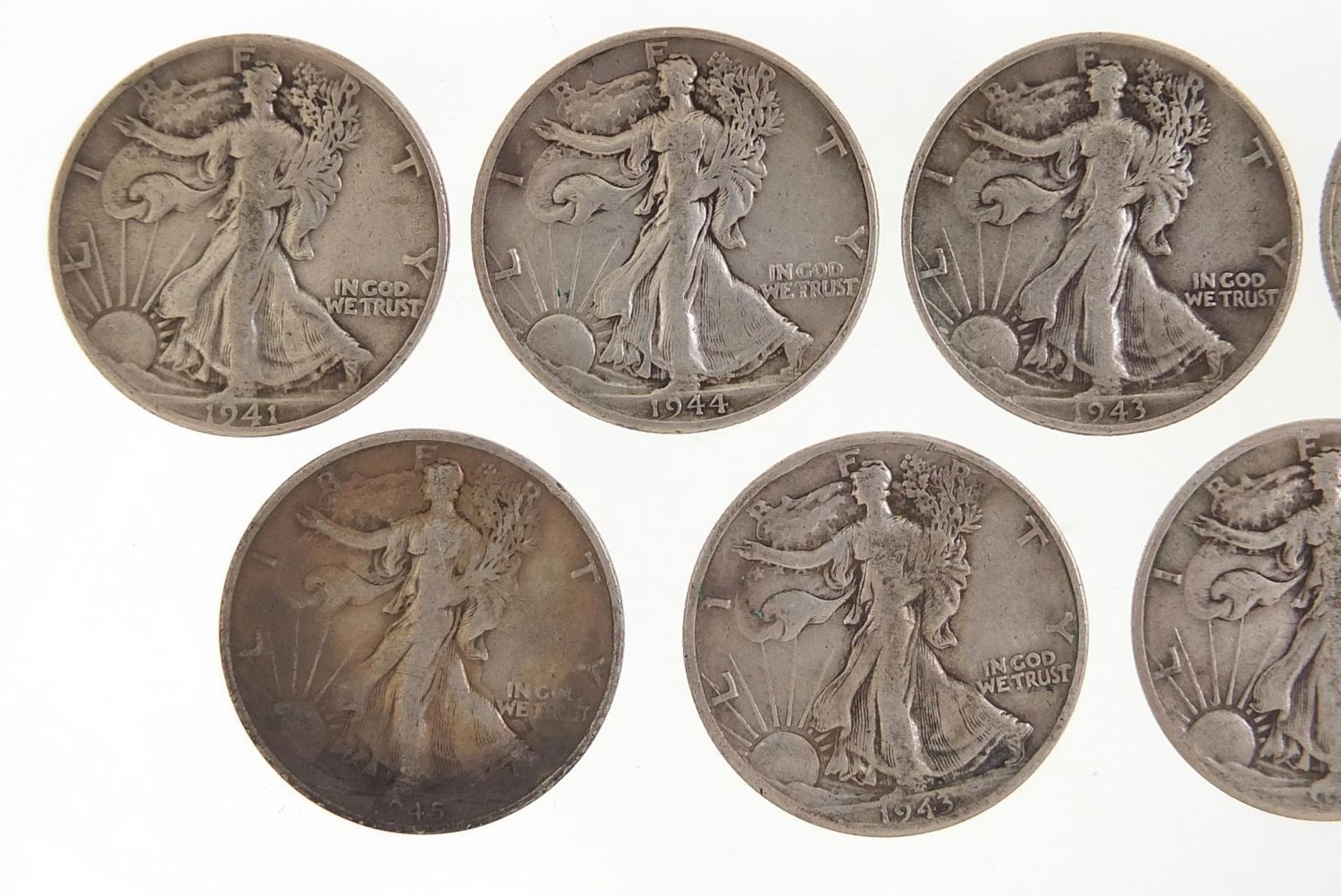 Nine 1940's United States of America Eagle half dollars, 111g - Image 2 of 6