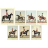 Seven British military interest prints in colour including Officers of the British Army No 42 and