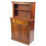 Victorian mahogany cabinet with open plate rack above a frieze drawer and cupboard doors, 166cm H