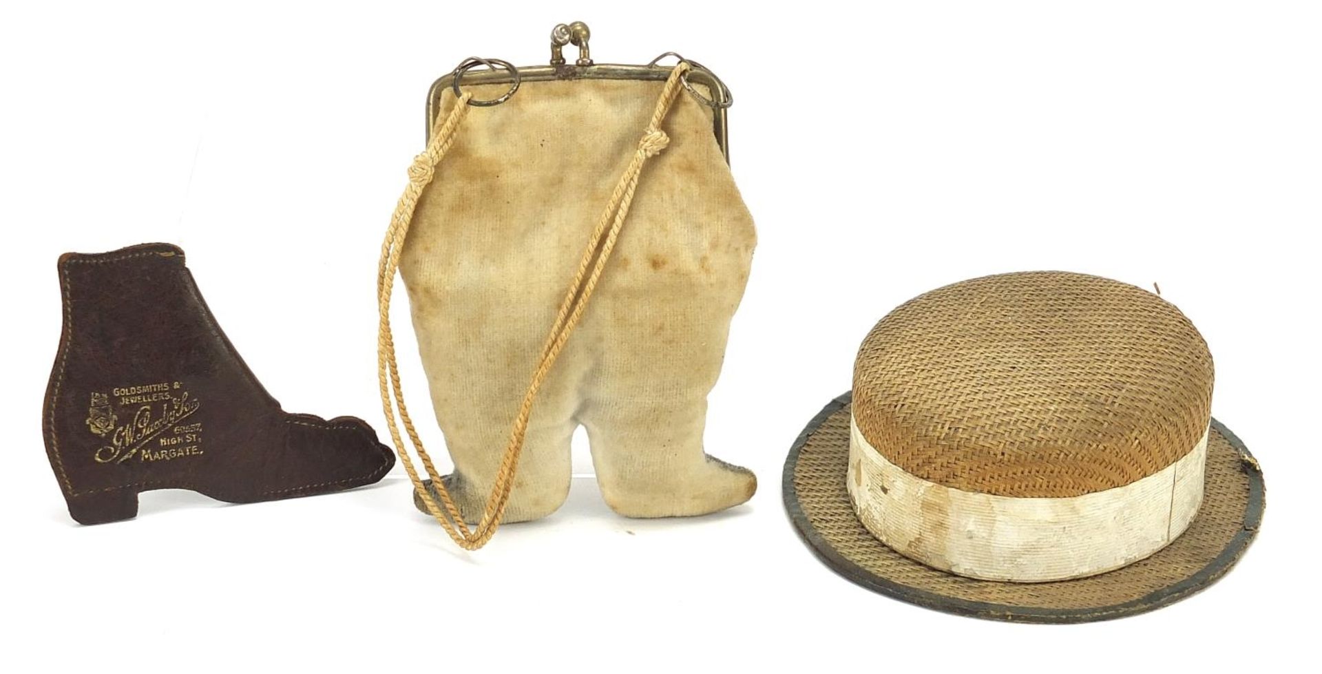 Novelty objects comprising a box in the form of a hat, bag in the form of a dog and a leather boot - Image 4 of 6