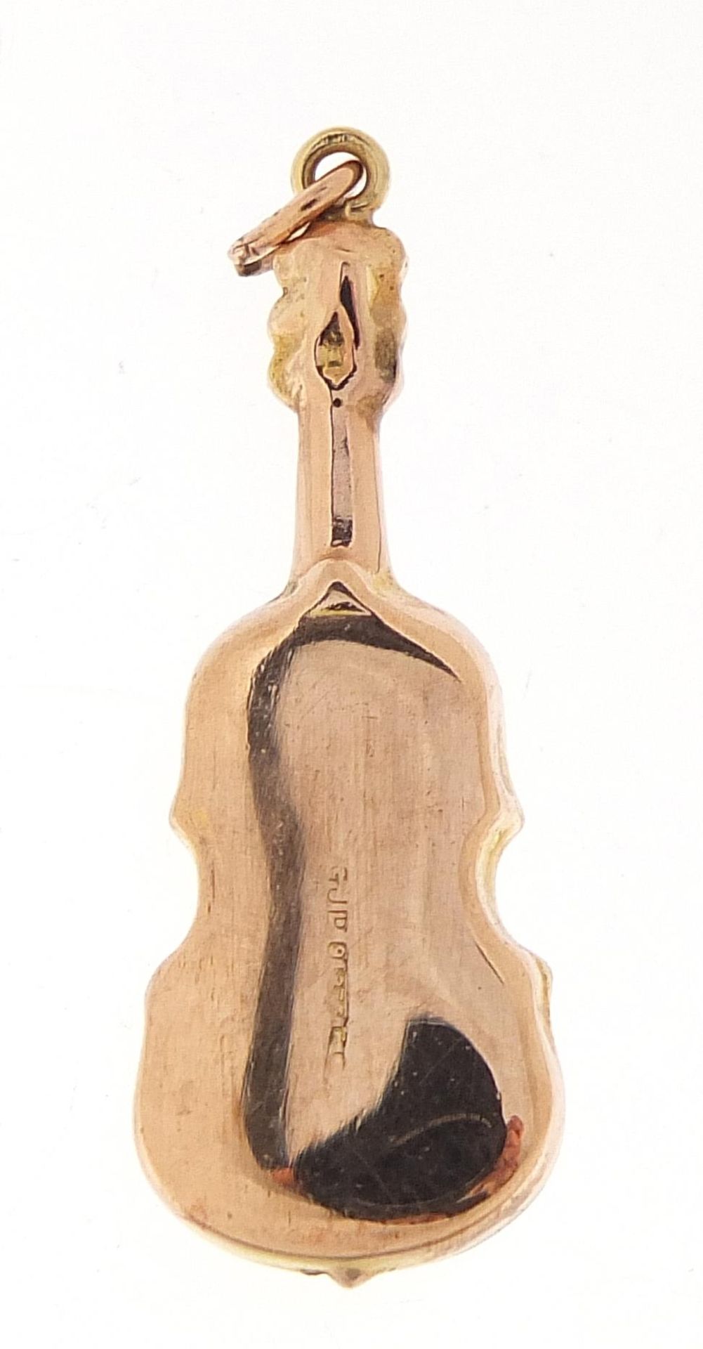 9ct rose gold violin charm, 3cm high, 1.8g - Image 2 of 3