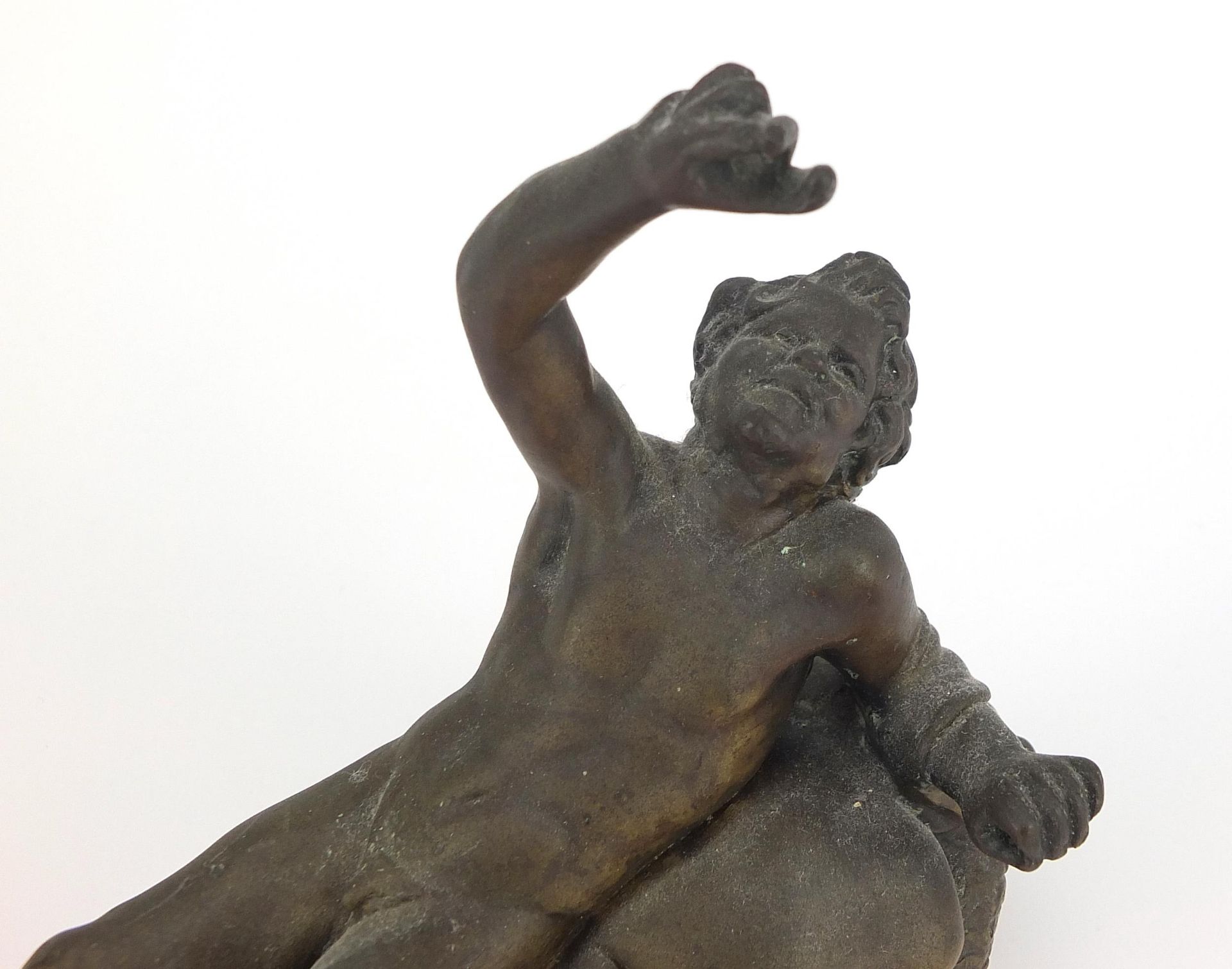 19th century patinated bronze study of a nude man, 19cm wide - Image 2 of 4