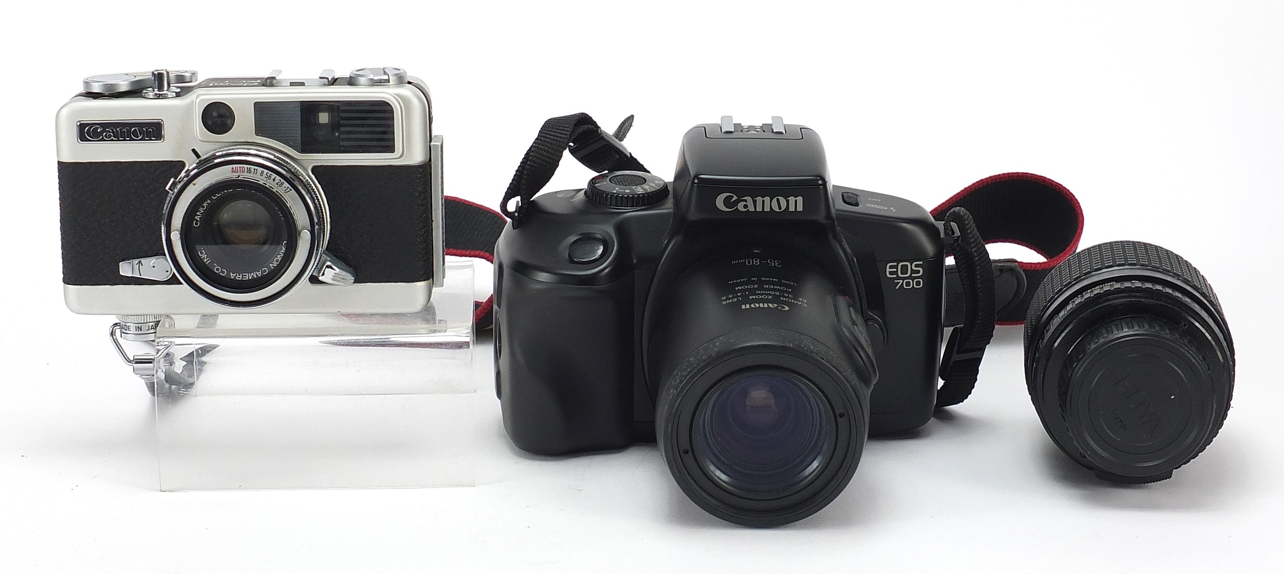 Cameras comprising two Canon cameras, one a EOS700 and a Canon Demi, one with a spare lens - Image 4 of 8