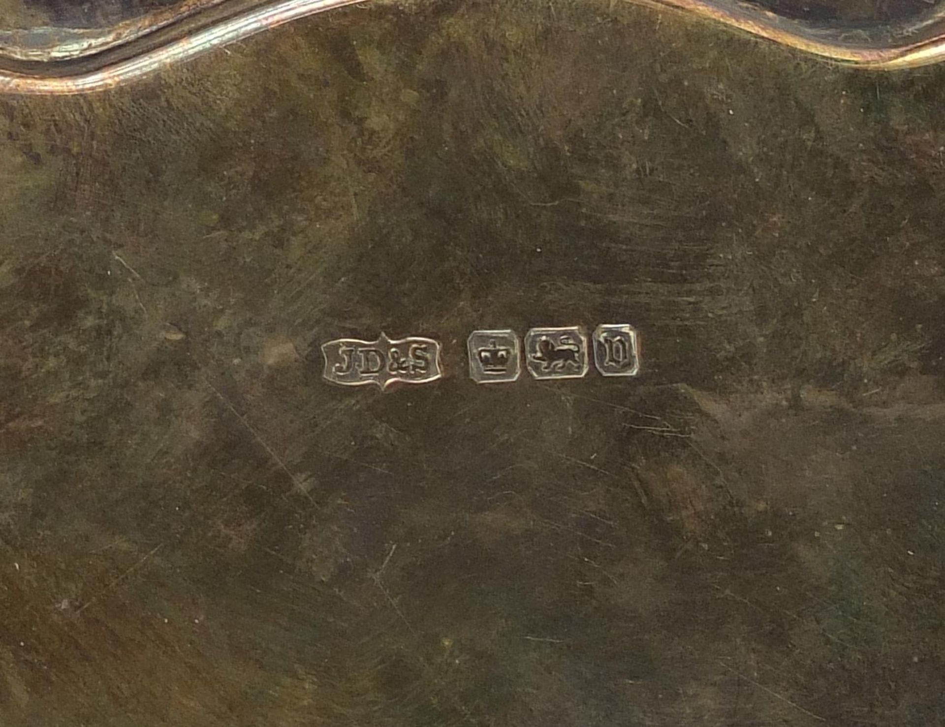 James Dixon & Sons Ltd, George V circular silver salver raised on four scroll feet, Sheffield - Image 4 of 4