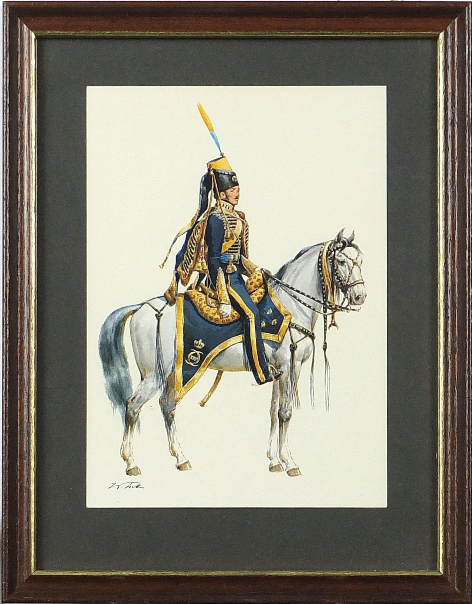 Soldiers on horseback, set of eight military interest prints in colour, each indistinctly signed, - Image 3 of 33