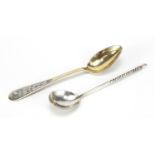 Two Russian silver niello work spoons, one with impressed marks for Konstantin Maximovich