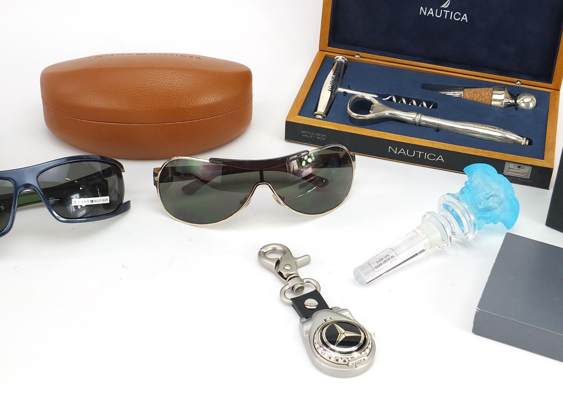 Objects comprising a Mercedes Benz key fob watch, Rosenthal bottle stopper, sunglasses, silhouette - Image 3 of 6