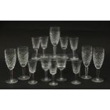 Fourteen Waterford Crystal drinking glasses, the largest 18.5cm high