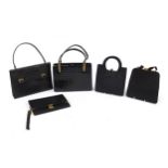 Five good quality vintage ladies handbags including A Diomedi and Angeletti, the largest 28cm wide