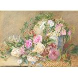 Still life flowers, late 19th century watercolour, signed C Monleath 1880, mounted, framed and