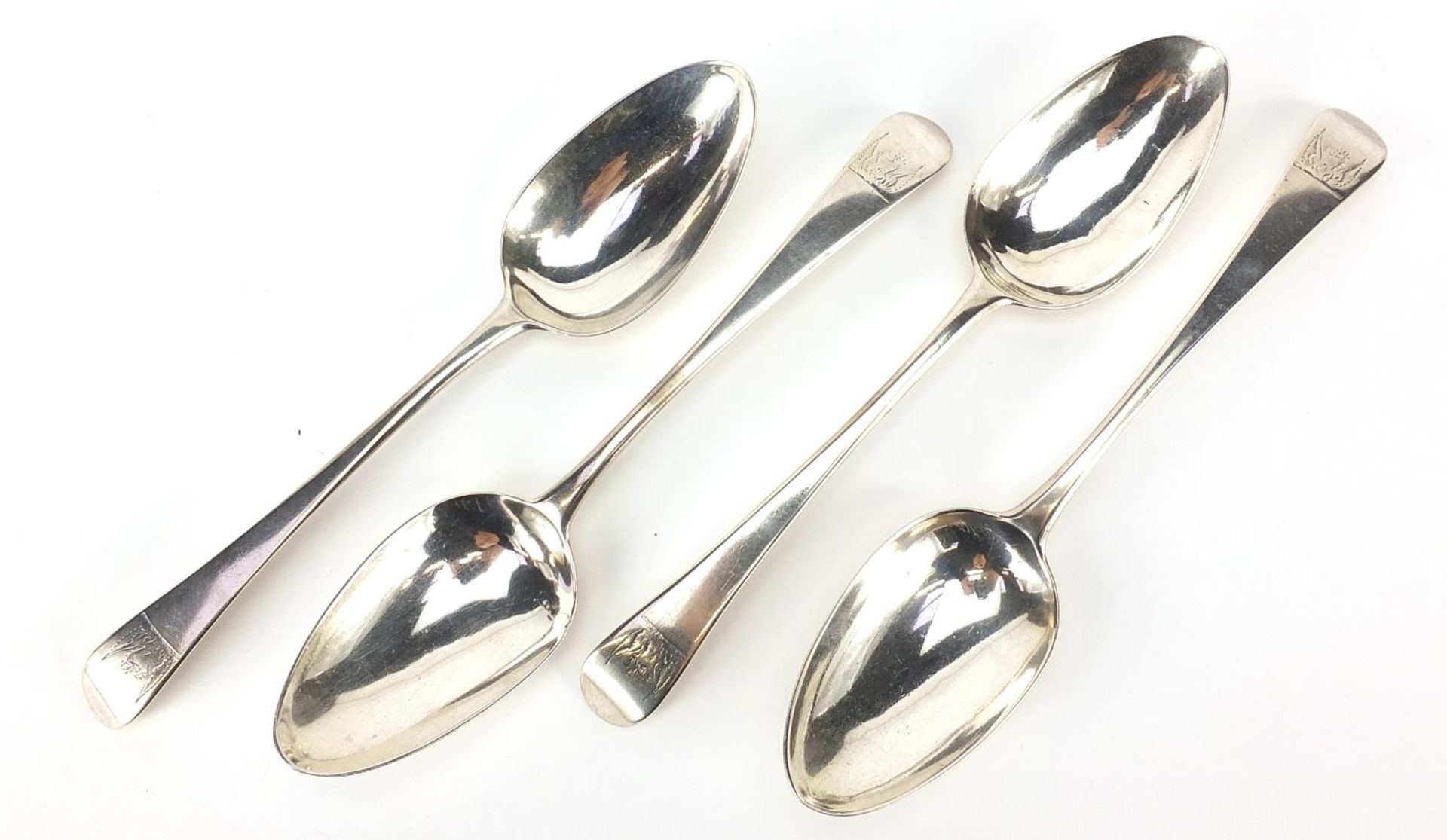 George Smith & William Fearn, set of four George III silver tablespoons, 22.5cm in length, 250.0g - Image 2 of 4