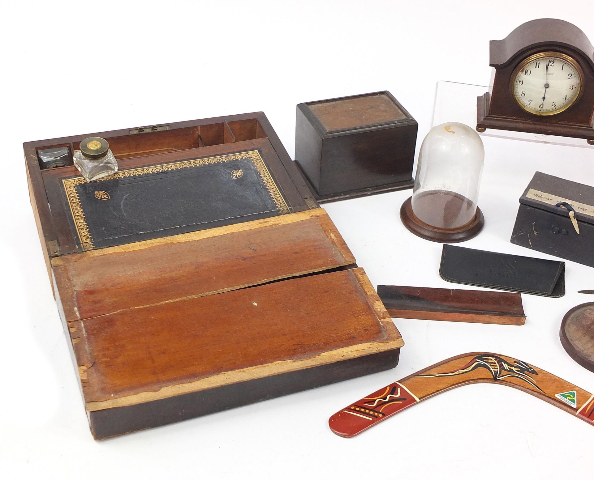 Sundry items including a Victorian rosewood box, travelling chess board with pieces and a line - Image 2 of 4